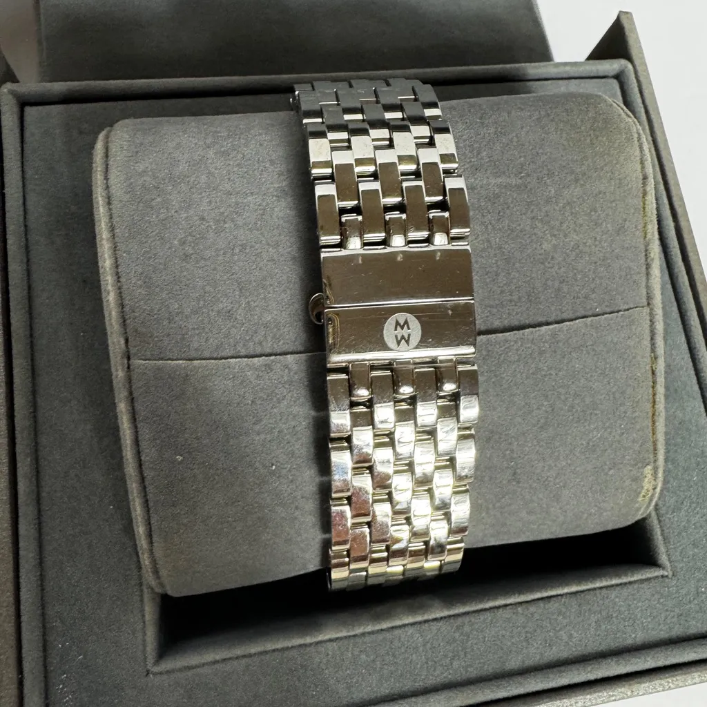 Michele Deco Chronograph Diamond Dial Women's Silver Watch - Image 9