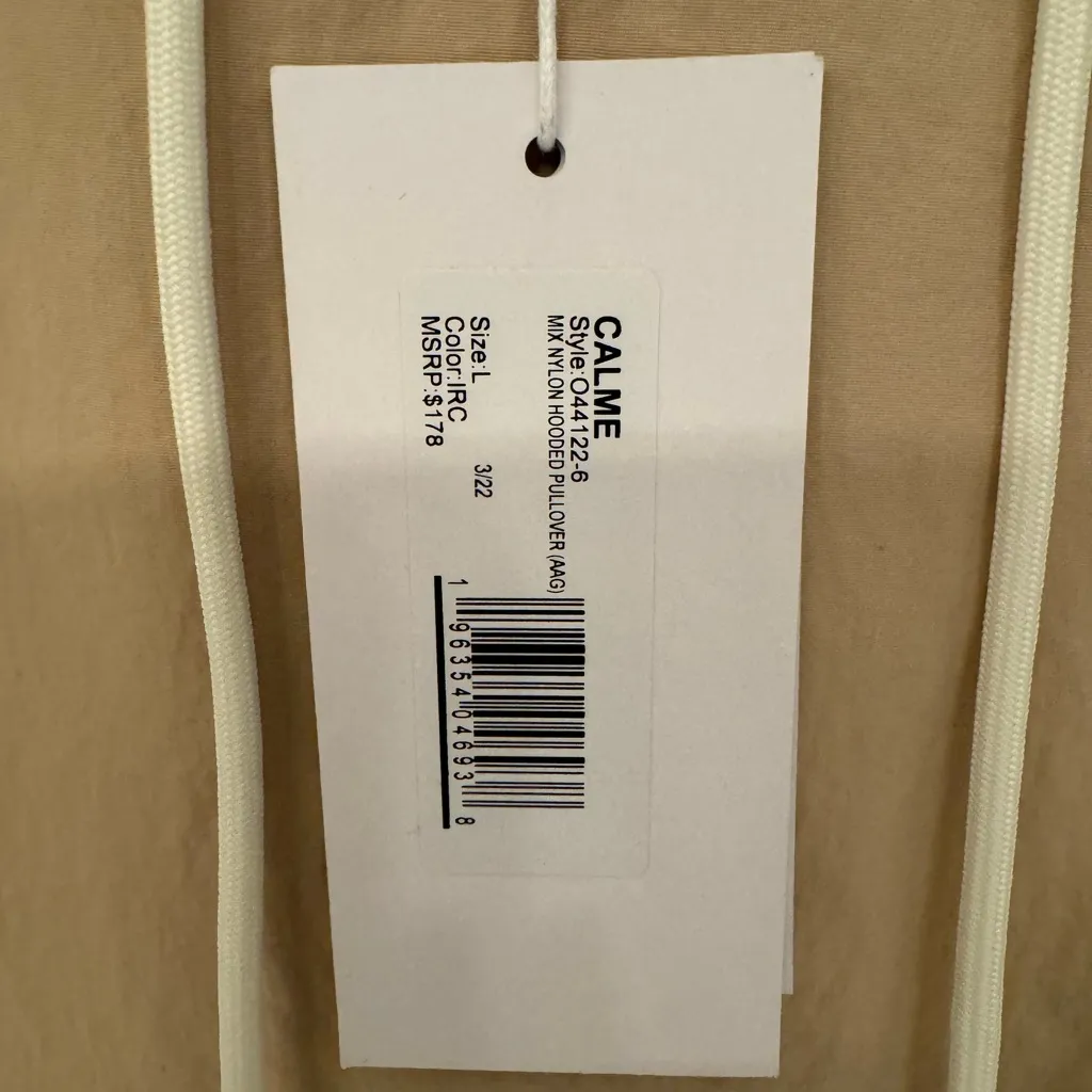 Johnny Was Calme Mix Nylon Women’s Cream Hooded Pullover Jacket Size Large - Image 8