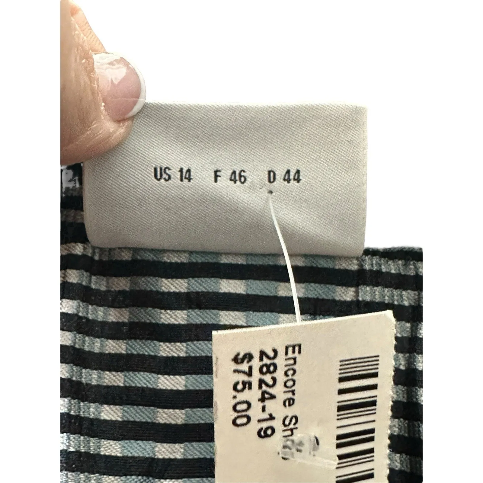 Akris Punto Luxury Blazer Sz 14 Silk Silver Blue Stripe 3/4 Sleeve Jacket #C11-8 - Image 4