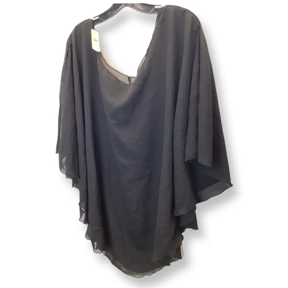 Zuliana Black Flowy Sleeve Size L/XL Cover Up Top. Made in USA - Image 4