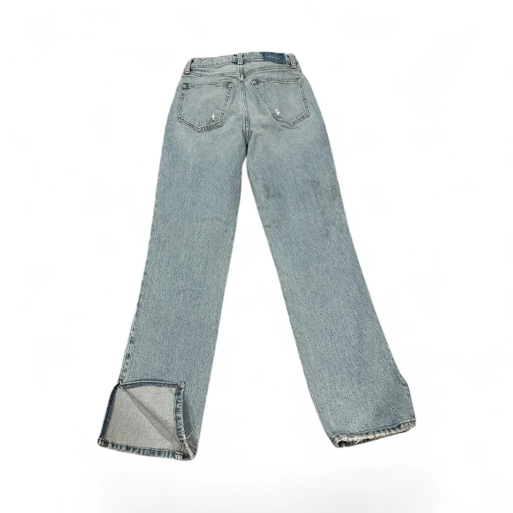Abercrombie & Fitch 90’s Straight Leg Ultra High Rise Light Blue Jeans Side Vent - Image 4