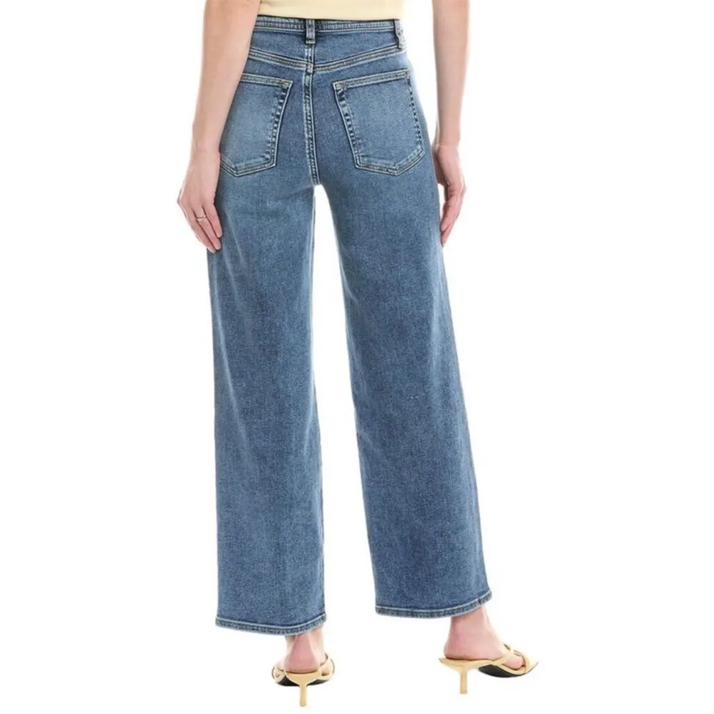 Frame Trapunto Wide Straight Leg Jean Rowley Clean Blue 27 - Image 2