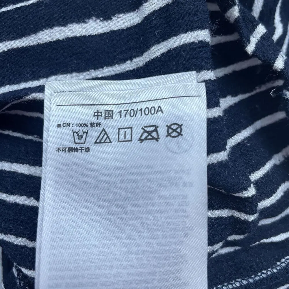 Gap Size XL Tie Shirt Dress Wrap Front Long Sleeve True Indigo Navy Blue Stripe - Image 14