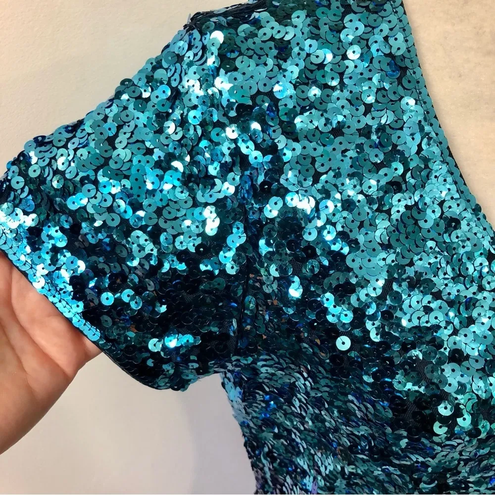 NWT Maner Sequin Short Sleeve V Neck Mini Dress Sz Lg - Image 6