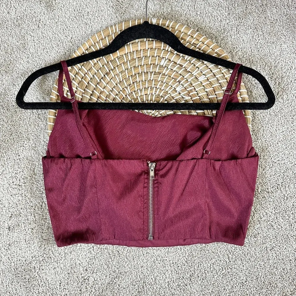 Lulu’s Satin Cowl Burgundy Tank Top Size S Red - Image 5