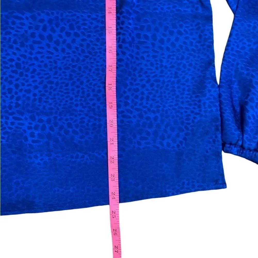 JASON WU Long Sleeve Jacquard Sapphire Blue Blouse Top Shirt Size S - Image 6