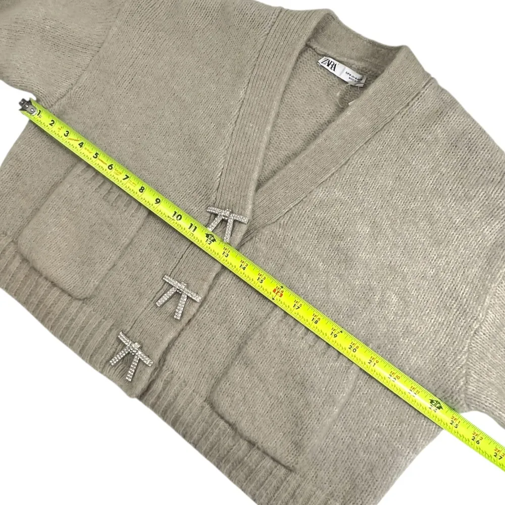 Zara alpaca wool blend cropped rhinestone bows cardigan sweater and tank set - Image 12