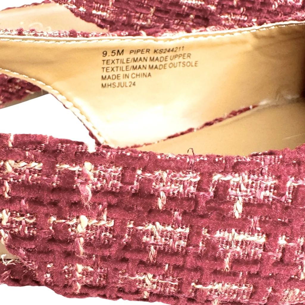 KENSIE PIPER TWEED BURGUNDY POINTY TOE SLING BACK FLATS SZ 9.5 - Image 8