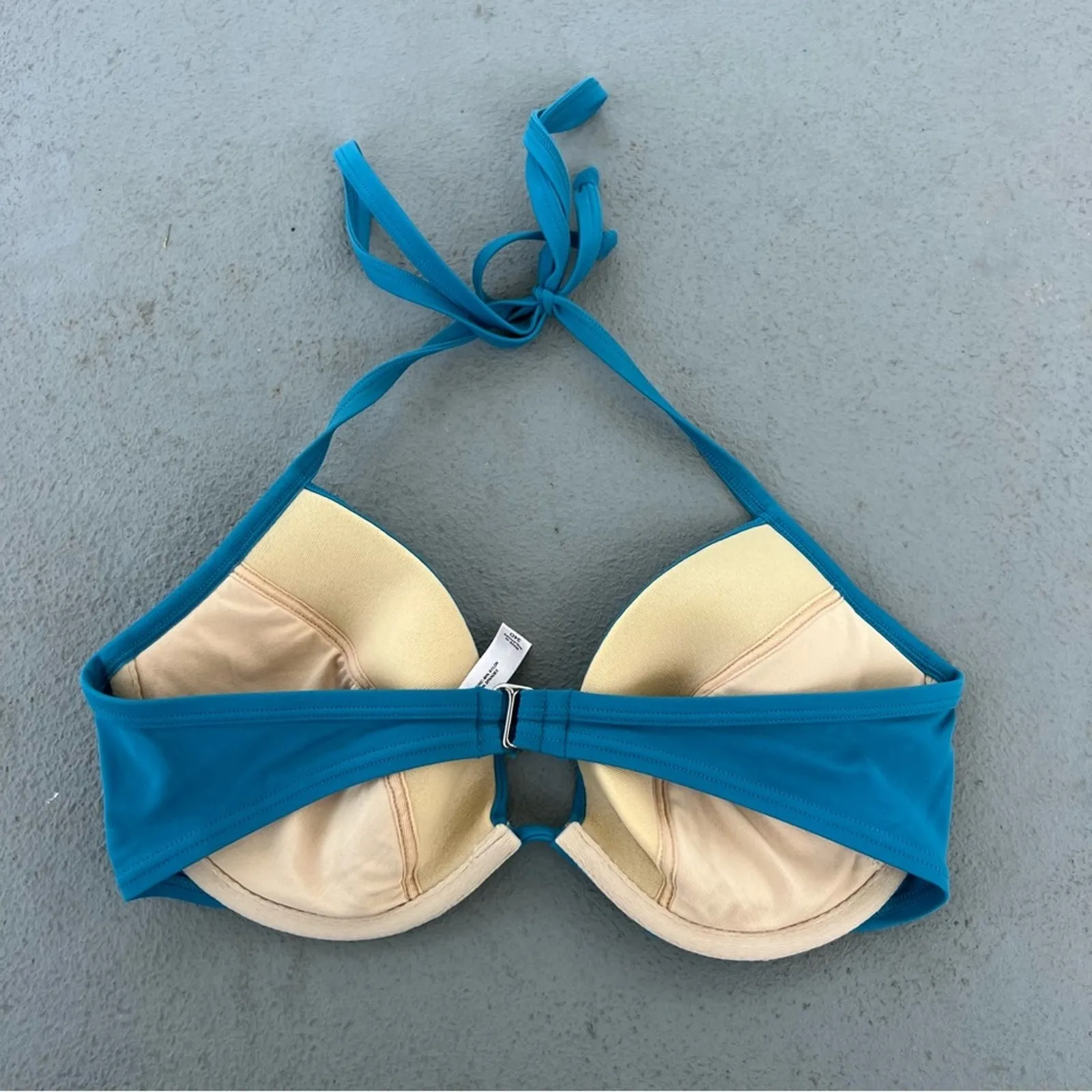 Y2K Victoria’s Secret 34D Teal Aqua Blue Halter Pushup Bikini Top - Image 3