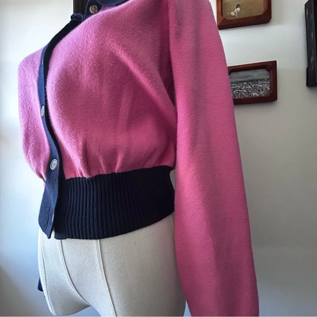 Anthropologie Maeve Cardigan Pink and Navy XS - Image 15