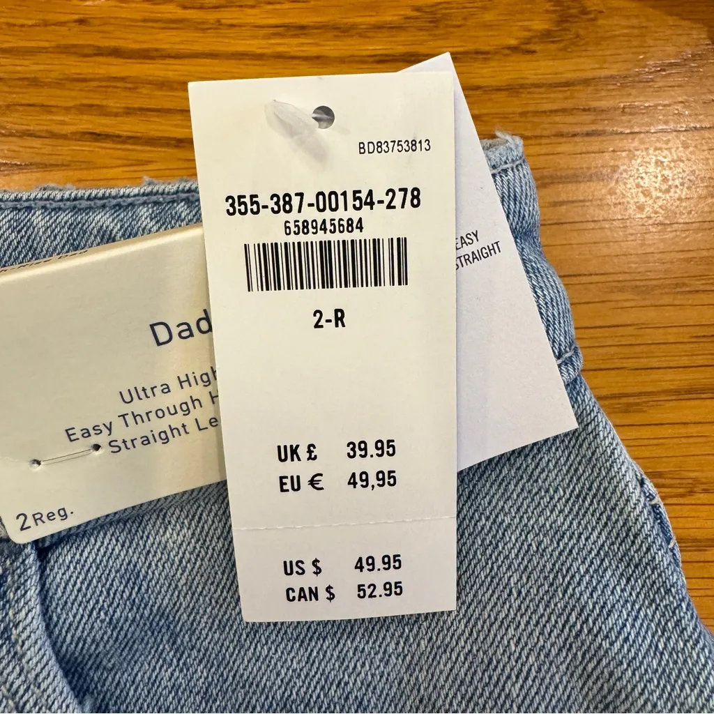 Hollister Ultra High Rise Dad Jean Womens Size 2 Regular in Light Wash NEW‎ - Image 7