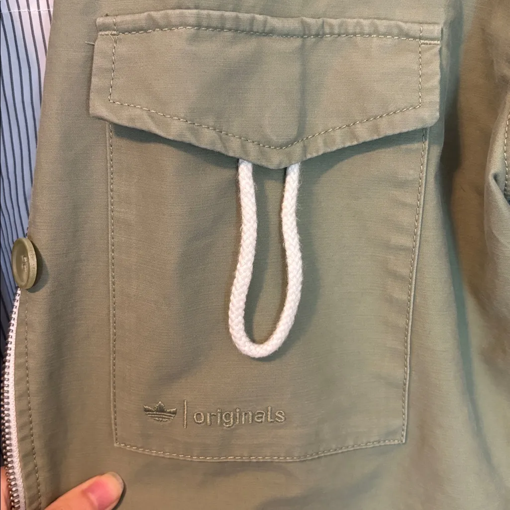 Adidas Originals Olive Green Winter Parka Jacket Military Army M Coat Women Size M - Image 7