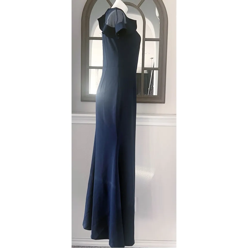 Eliza J. Mush Flutter Sleeve Maxi Dress in Navy, Size 6, NEW - Image 3