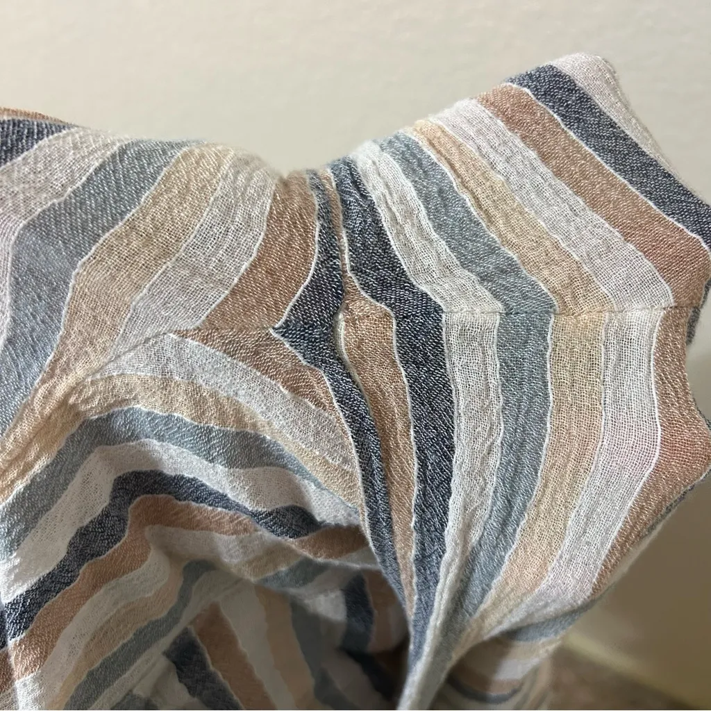 Free People Jones Beach Striped Wide Leg Pants in Blue, Brown, Cream - Size SP - Image 7