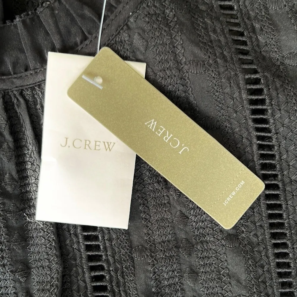 NWT J. Crew Back Button Ruffle Top Black Size 2 - Image 2