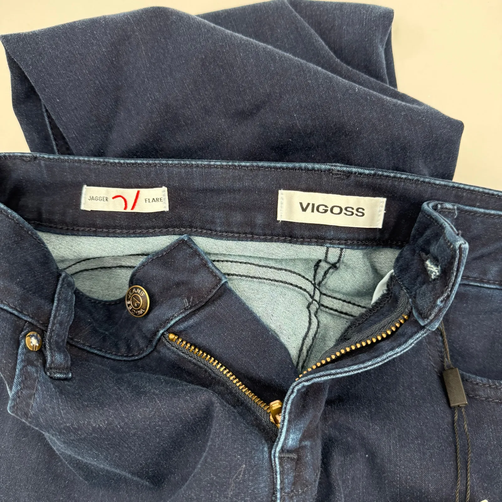 VIGOSS Denim Jeans SZ 26 Marley Mid Rise Flare Trouser NWT Cotton Stretch Indigo - Image 9