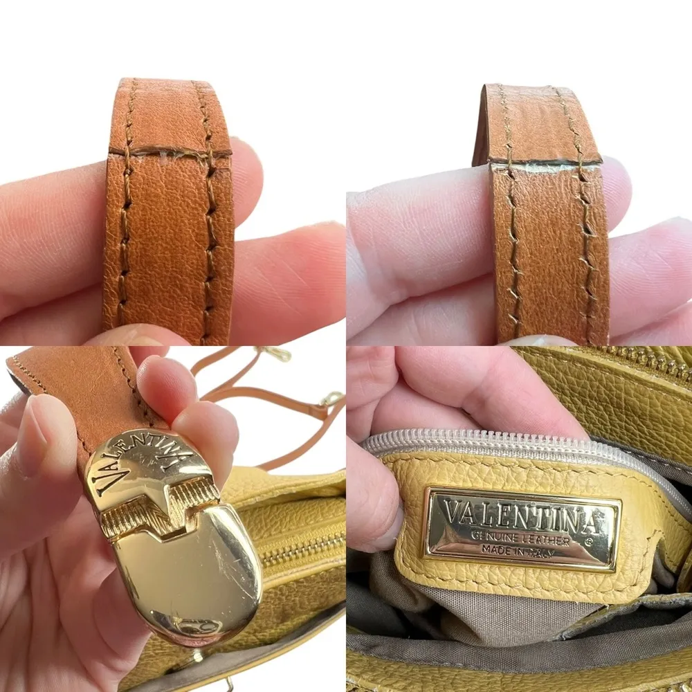 Valentina Yellow Genuine Pebbled Leather Crossbody Or Shoulder Bucket Bag Purse - Image 14