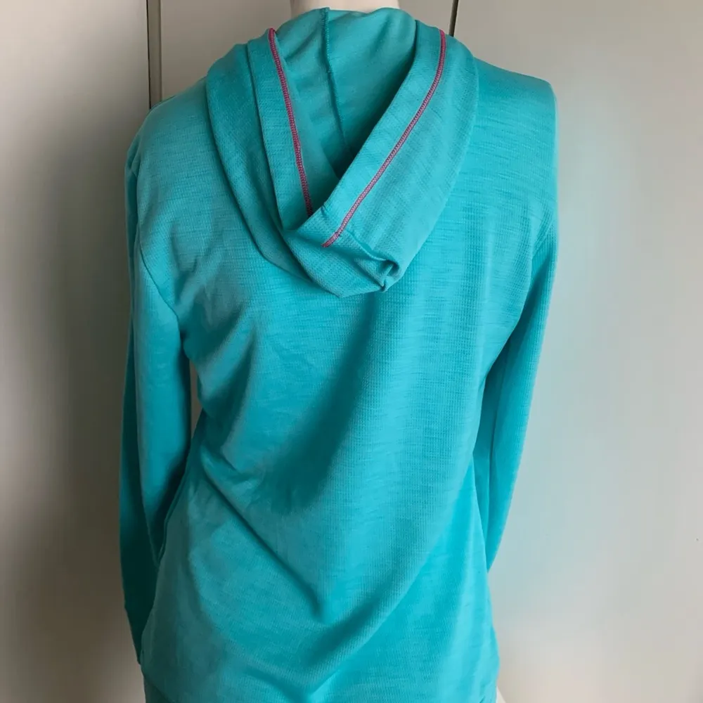 PUMA Dry cell teal long sleeve hooded t-shirt with pouch Women’s medium - Image 7