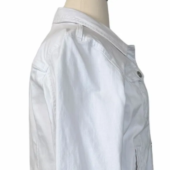 Banana Republic Classic Cropped Bright White Jean Denim Jacket Women’s Size XL - Image 9