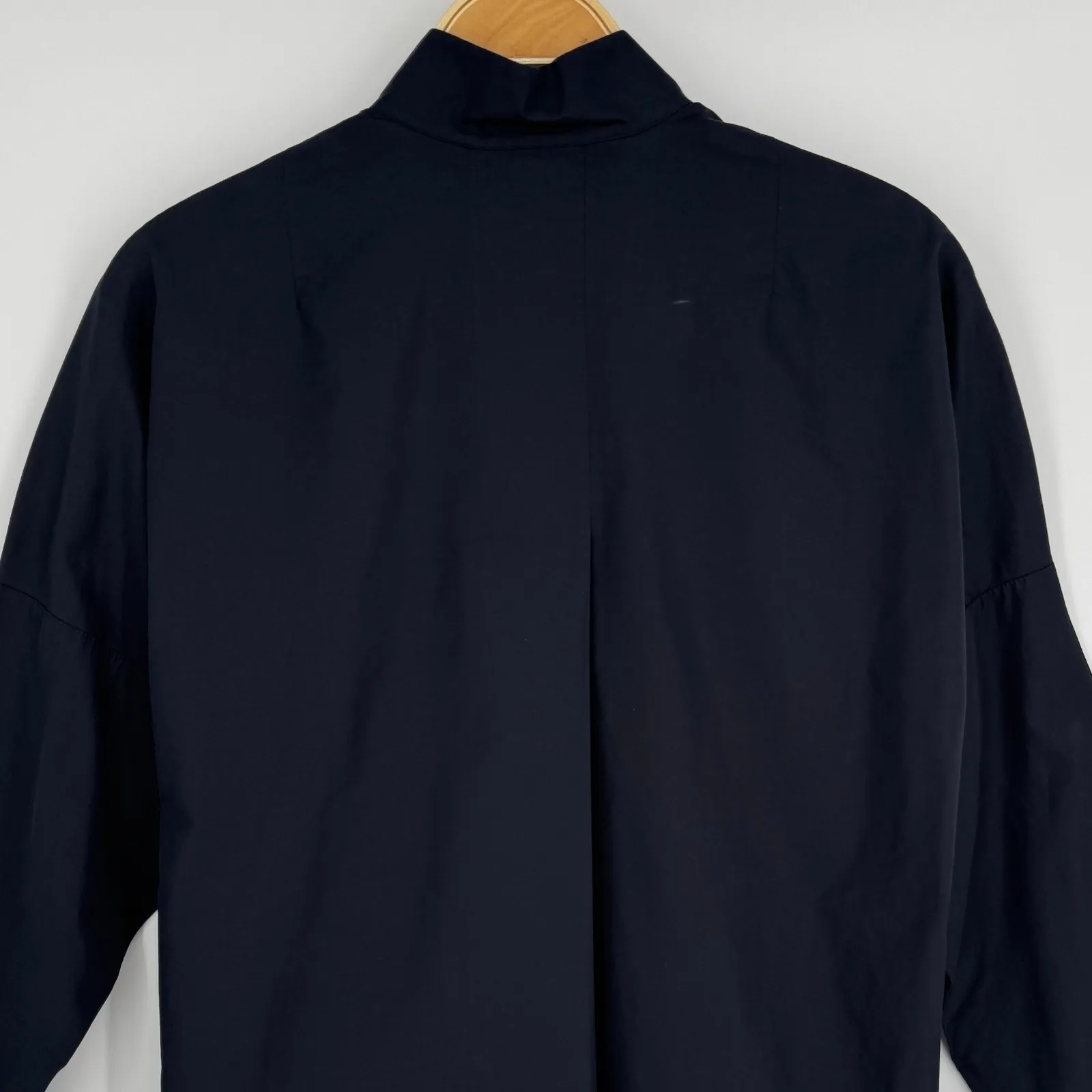 Akris Punto Button Shoulder Blouse Size 8 Black Minimalist Modern Chic Elevated - Image 9