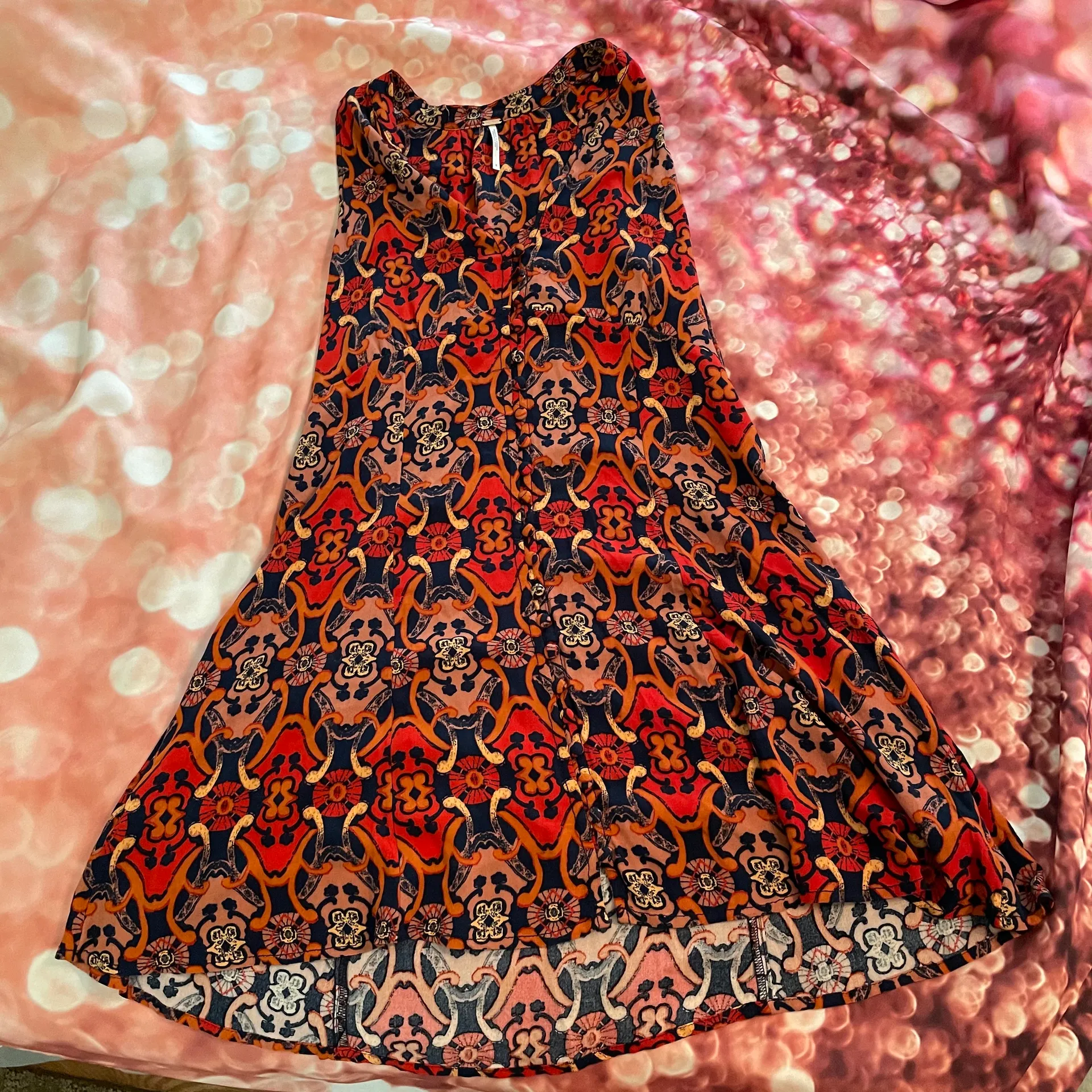 Printed V-Neck Dress - Image 3