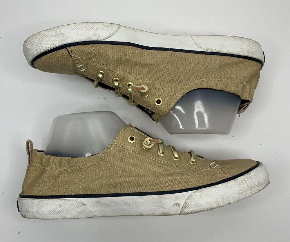 Sperry Size 9 Top Sider Seacoast Tan Gold Lace Up Fashion Sneaker Shoes Women’s - Image 4
