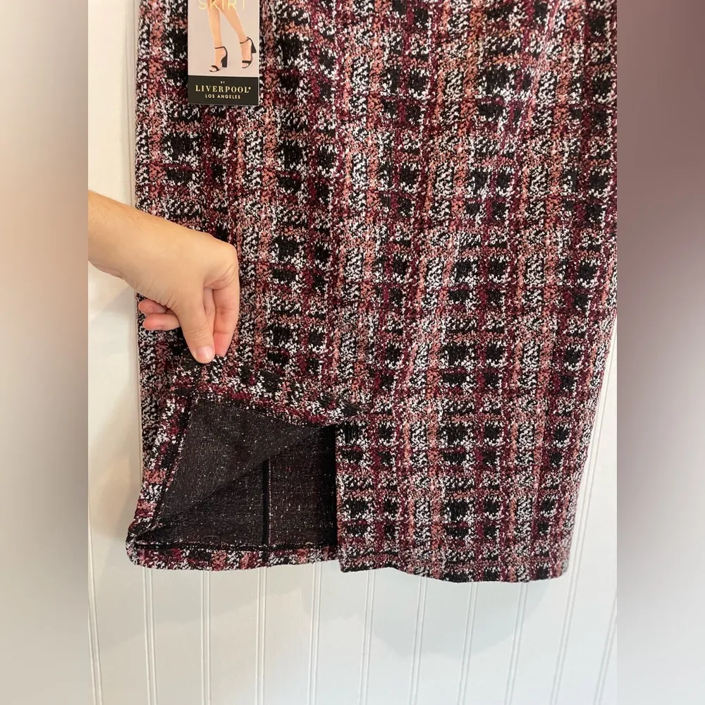 LIVERPOOL Bia Knit Pencil Skirt Pull-On Stretch Textured Tweed Pink Size 4 NWT - Image 3