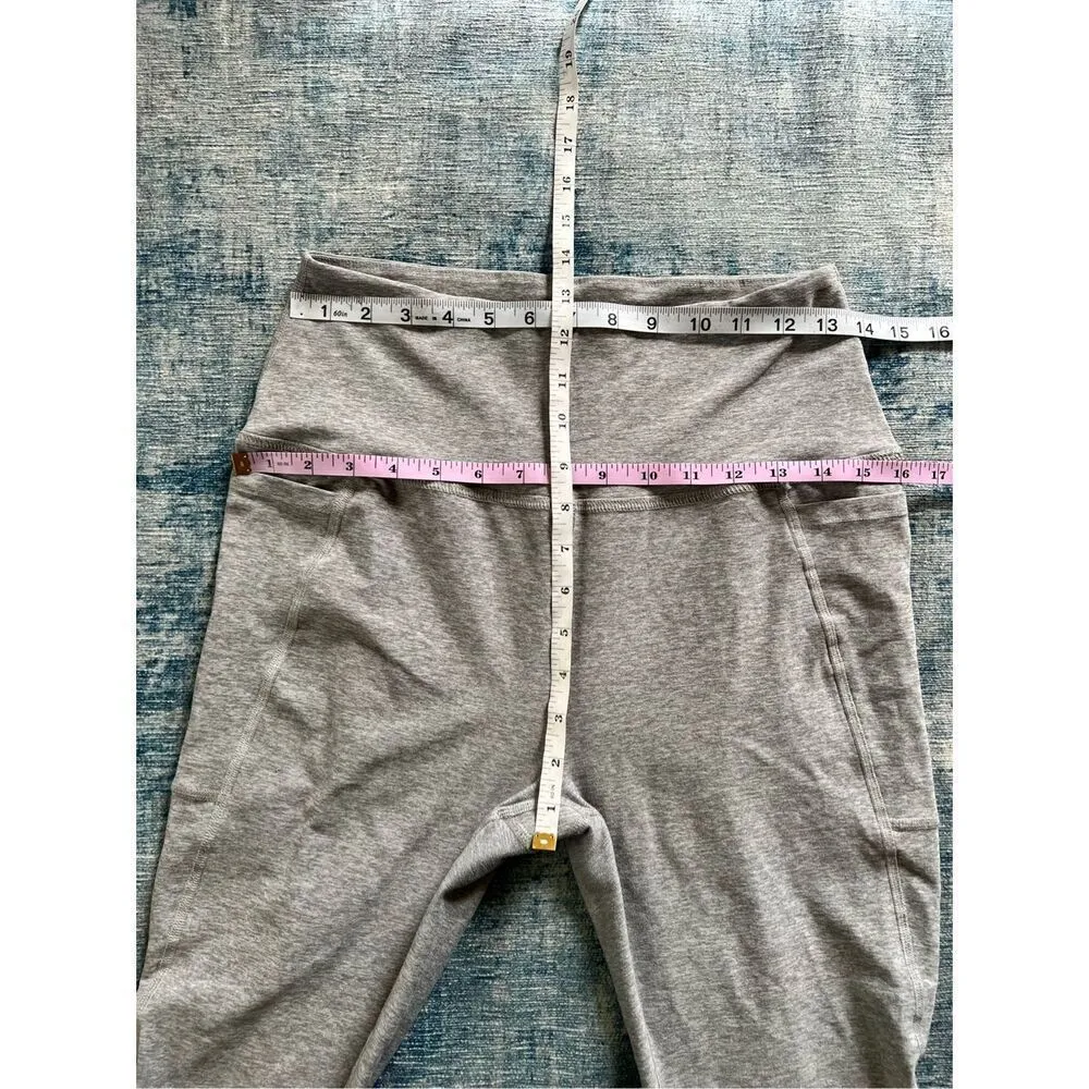 Beyond Yoga X Peloton Light Heathered Gray Purple Cropped High Rise Leggings M - Image 5