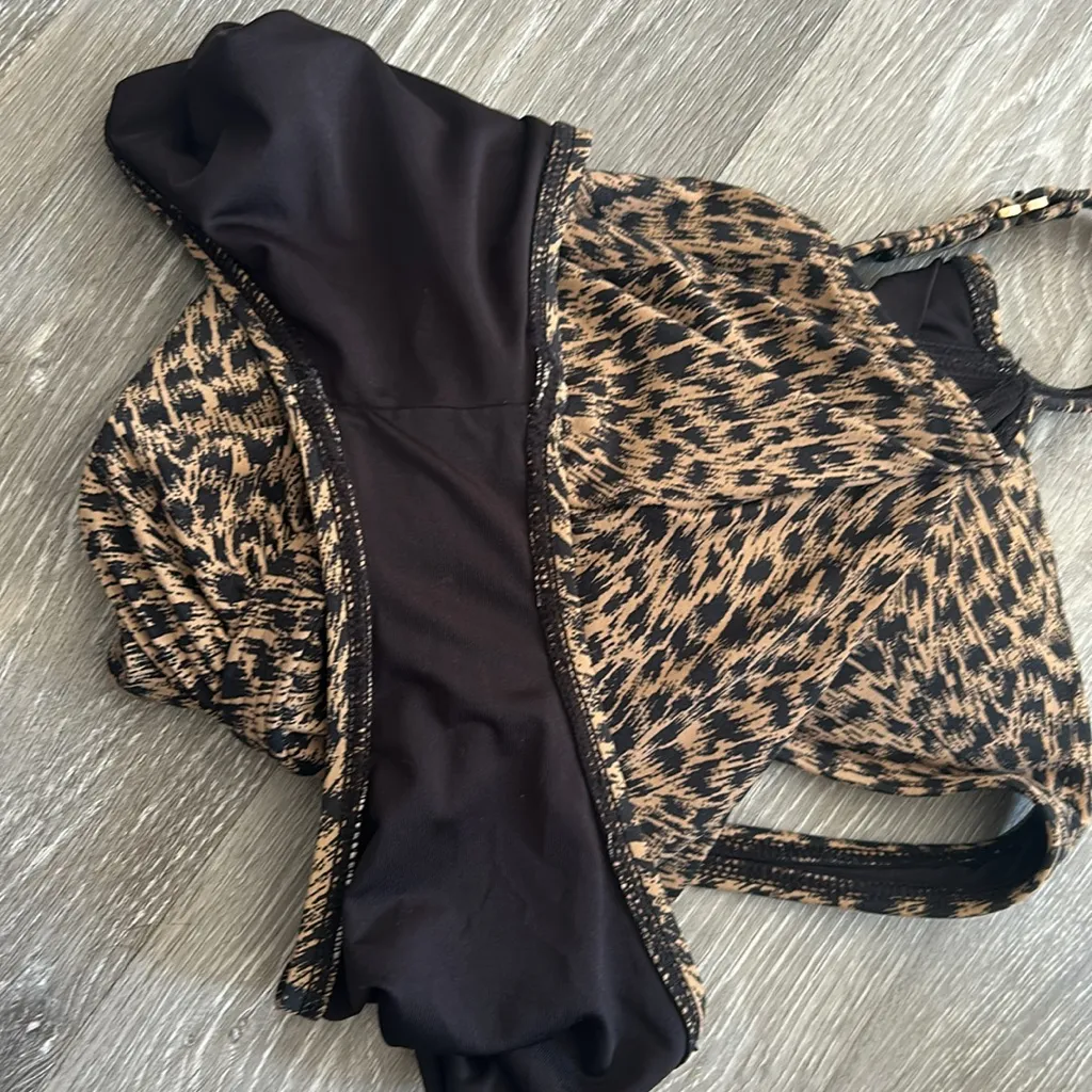 MICHAEL Michael Kors Animal Print Swimsuit Size 12 Brown - Image 8