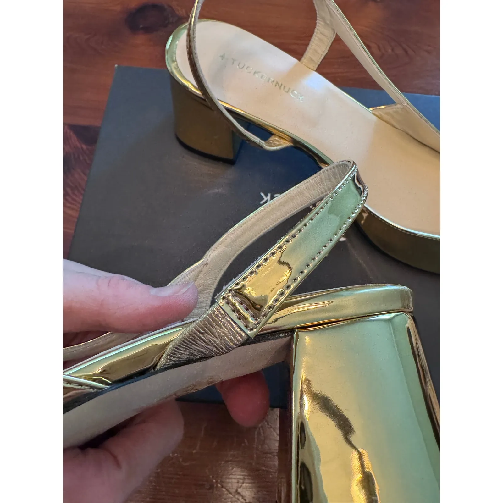 Tuckernuck Gold Tinsley Slingback Heels size 8.5 new in box - Image 15
