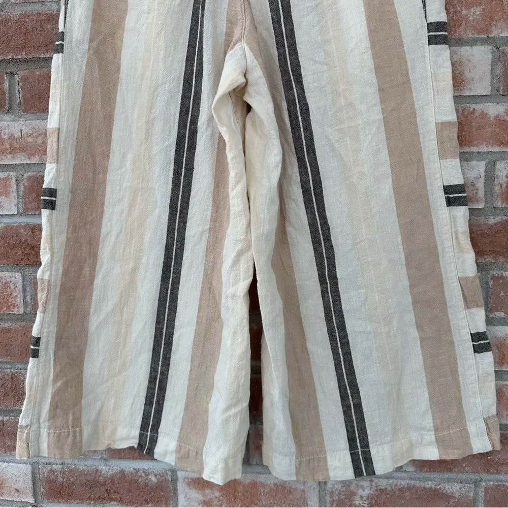 Anthropologie Shorebound Wide Leg Cropped Pants Linen Blend Women’s Small Beige - Image 6