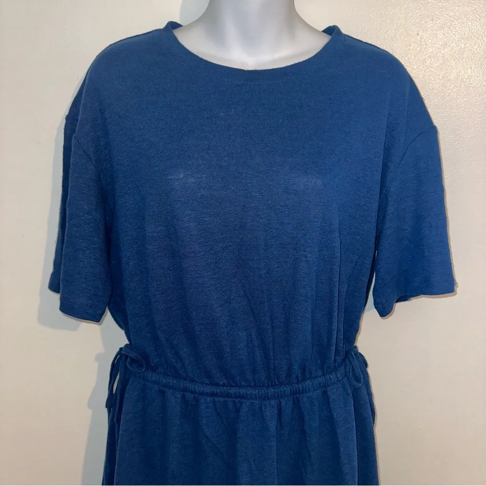Old Navy Blue Cinched Waisted Light Weight T-Shirt Dress Size Medium Petite New - Image 6