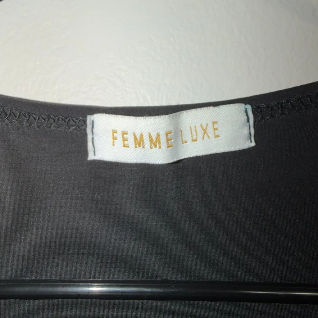 Femme Luxe Ruched Bodycon Dress Size 6 Black Long Sleeve Mini - Image 3