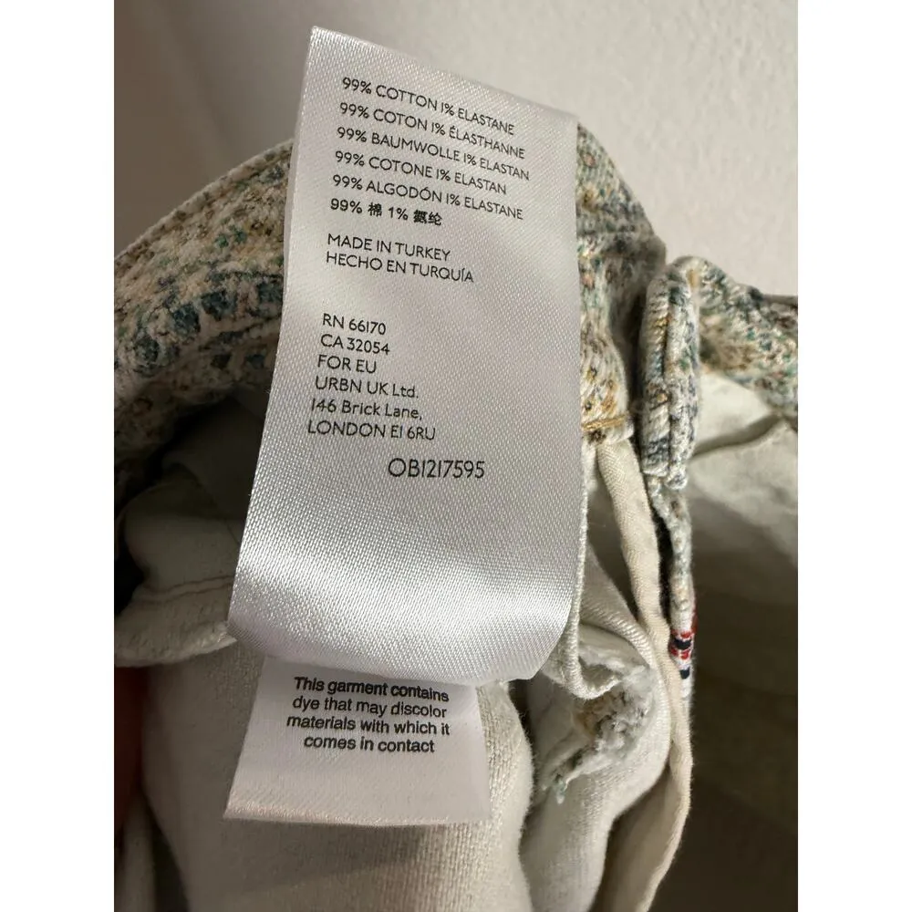 Anthropologie Pilcro Ultra High Rise Slim Utility Jeans Neutral Floral Size 27 - Image 12