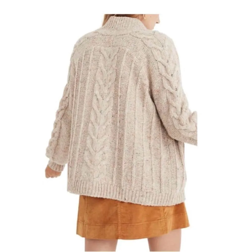 Madewell Bubble-Sleeve Cableknit Cardigan Sweater size small chunky with pockets - Image 2