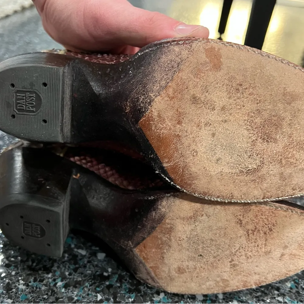 Vintage Dan Post Multicolor Snake Leather Cowboy Boots 4208 Women 6 C W/ Box - Image 8