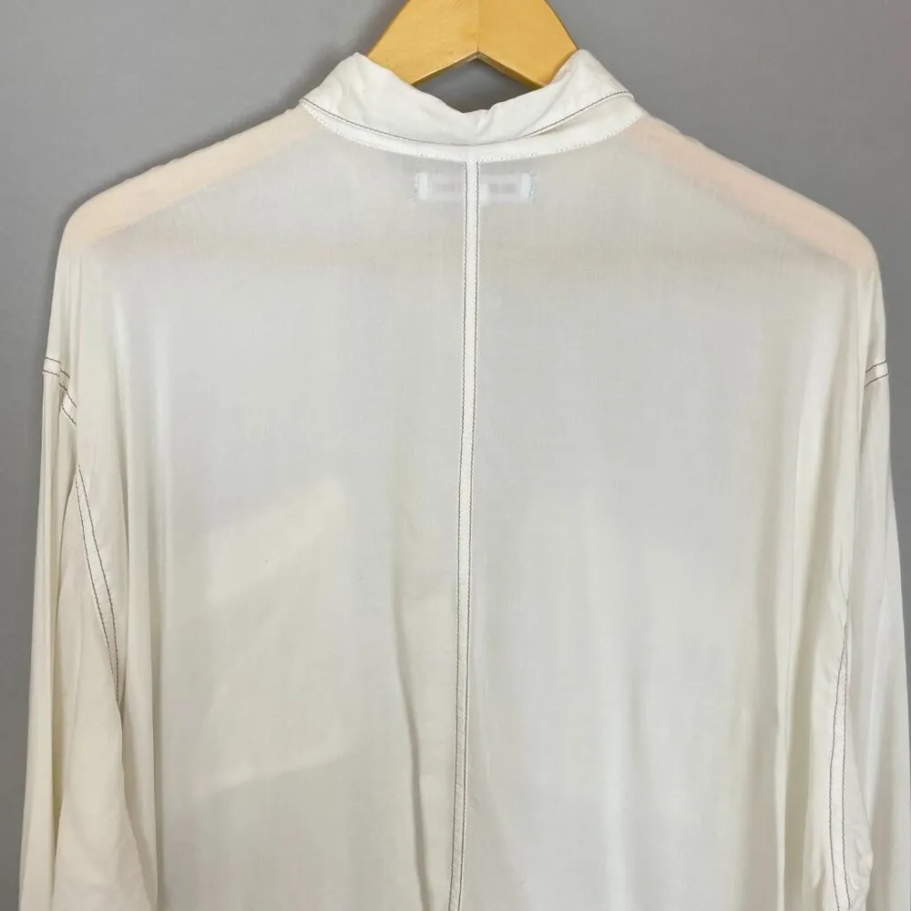 Urban Outfitters Blouse White Semi-Sheer Long Sleeve FLAWS Size Medium Women Top - Image 14
