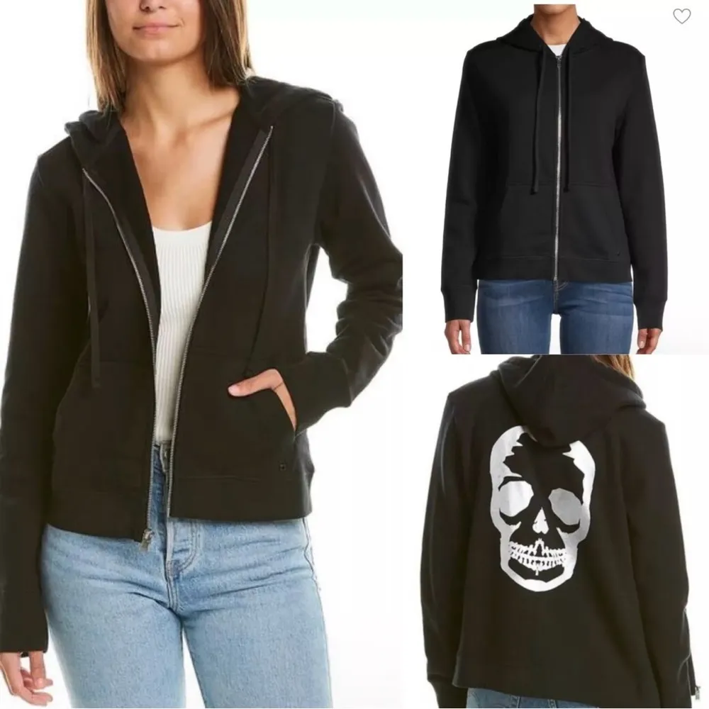 Zadig & Voltaire Comfy Foil Skull Zip Up Hoodie - Image 3