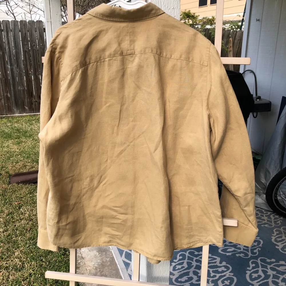 Lauren Ralph Lauren Women 100% Linen Safari Style Roll Tab Camel Khaki Shirt 1X Green Size 2X - Image 12