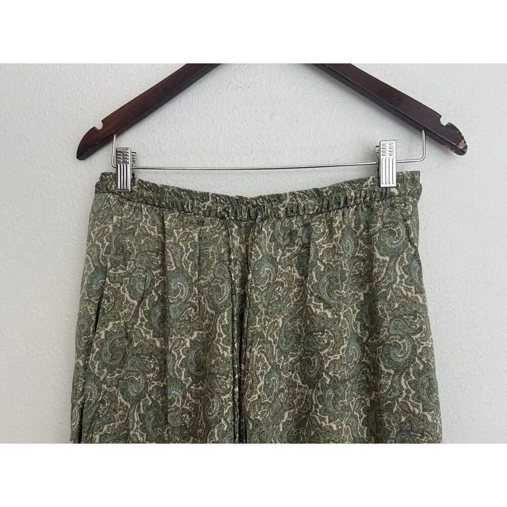 Zara Women's Medium Paisley Maxi Skirt Green Elastic Waist Flowy Boho Lagenlook - Image 6