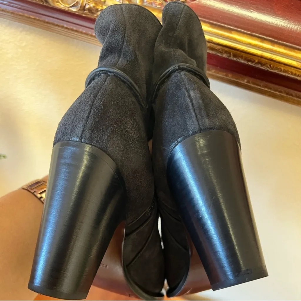 Rag & Bone Black Suede Round Toe Zip Heeled Boots 7.5 - Image 6