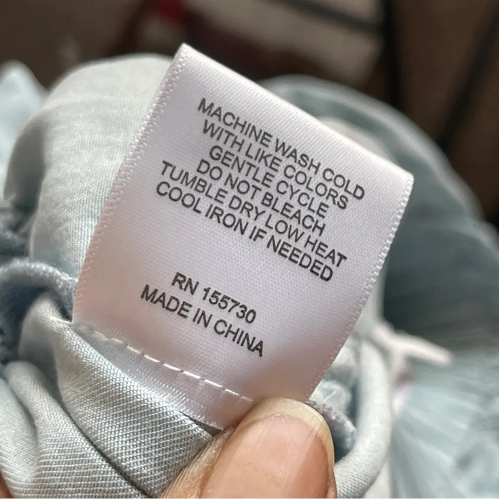 JANE + DELANCEY | Light Blue Chambray Paperbag Shorts Sz S - Image 6