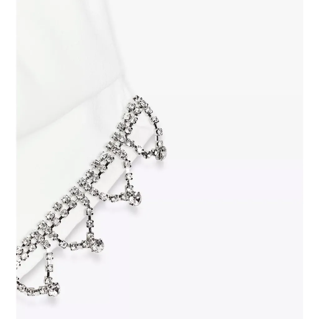 Zara NWT white tassel rhinestone embellishment fringe hem asymmetrical top - Image 10