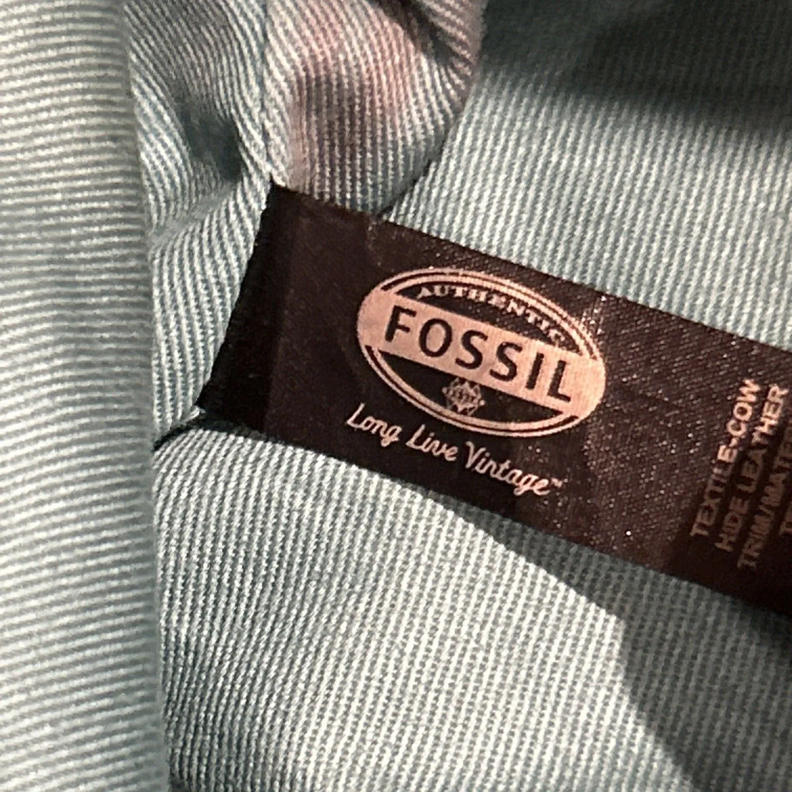 FOSSIL Leather Tote Bag Purse Large Beige Brown Circles Teal Red Orange 14x13x4 - Image 8