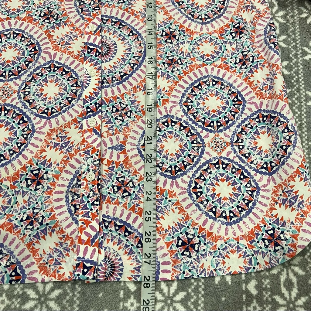 New‎ Chico's No Iron Multicolor Fun Print Button Down Shirt Size XL Chico's 3 - Image 8