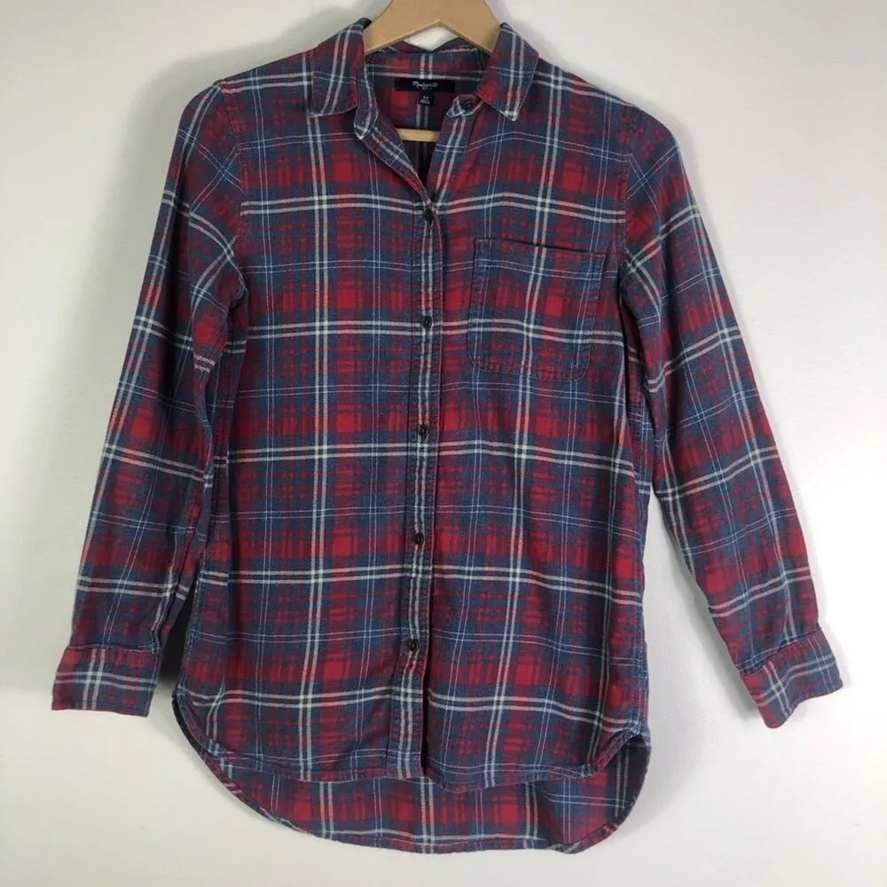 Madewell 100% Cotton Plaid Ex Boyfriend Flannel Shirt - Image 2