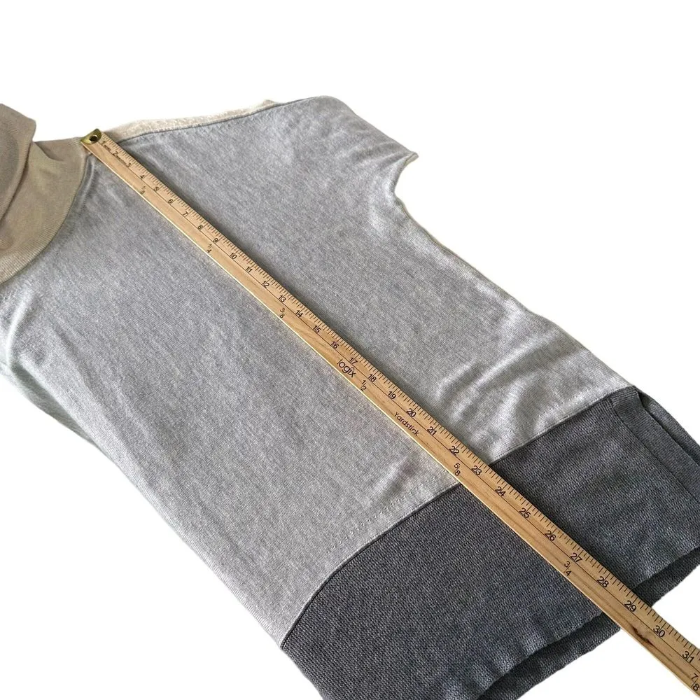 White House Black Market Turtleneck Sweater Tunic‎ Size M Colorblock Dolman Gray - Image 9