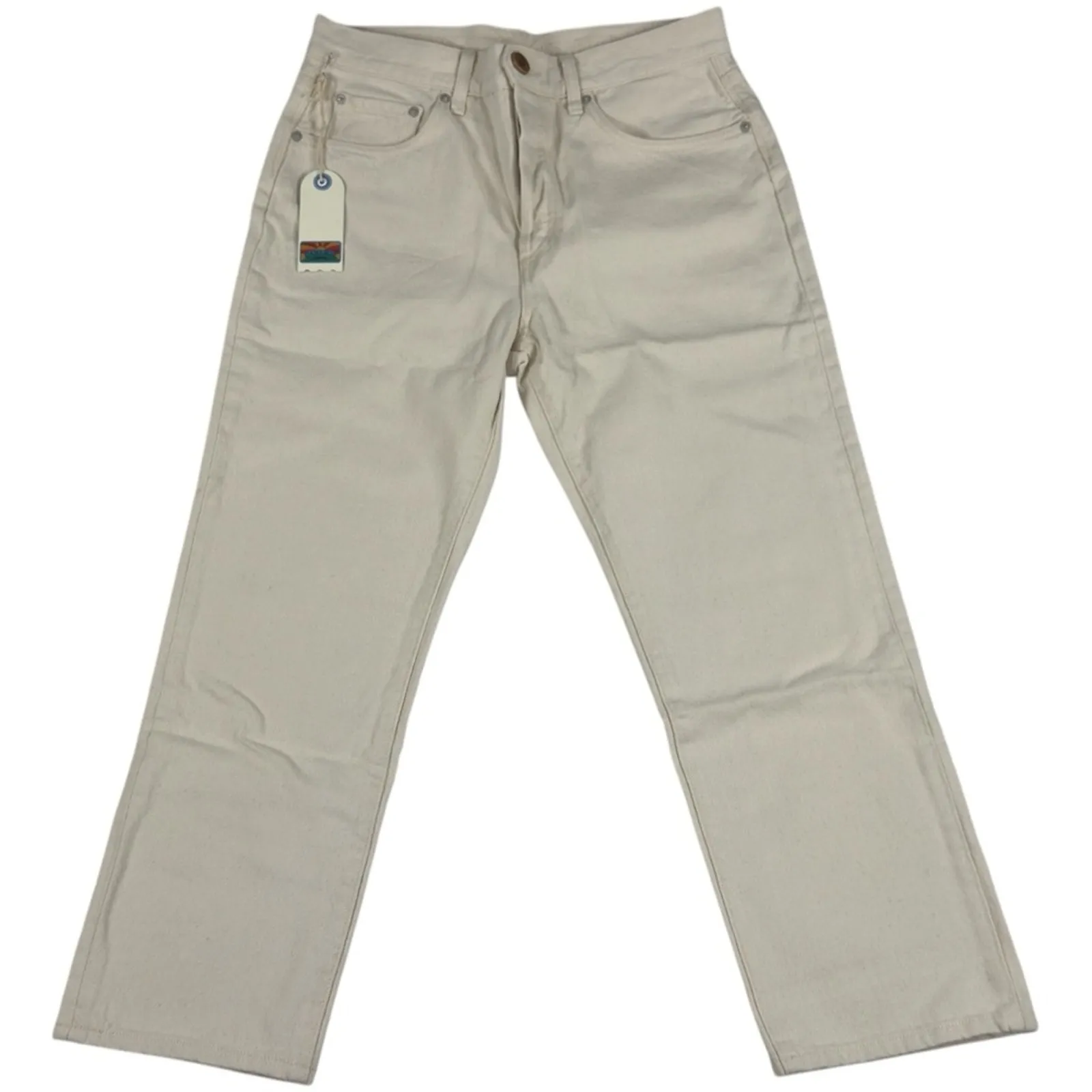 Daily Blue By AG Hype Classic Cropped Straight Leg High Rise Jeans Bone 27 NEW White - Image 4