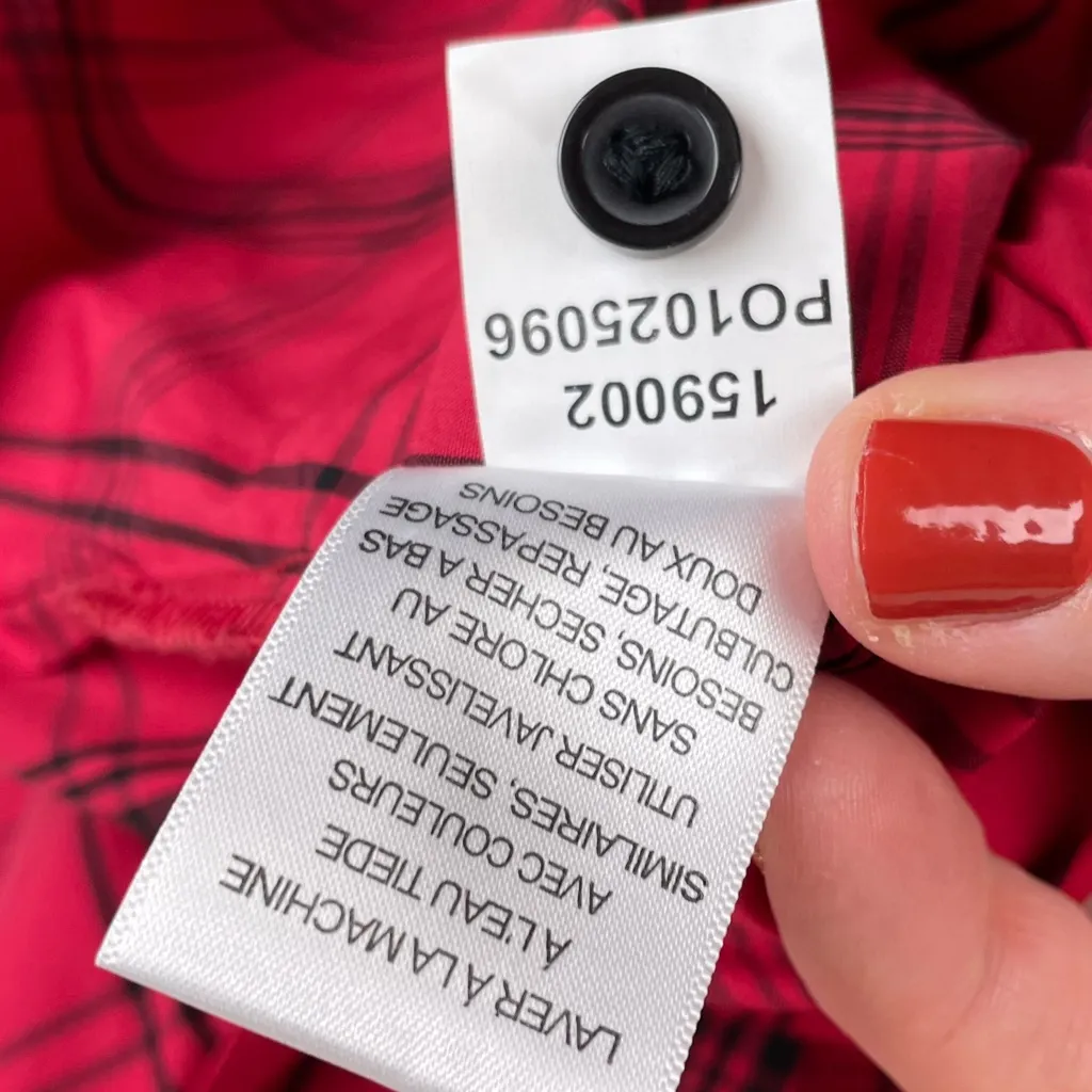 Foxcroft Wrinkle Free Shaped Fit Button Down Shirt Women's Size 14 Red Plaid - Image 7