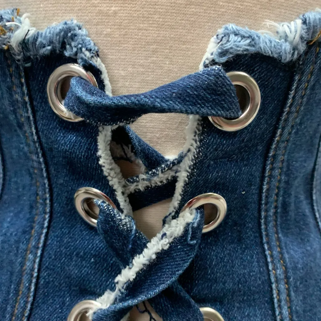 ZARA CORSET DENIM BELT ADJUSTABLE STRAPS REF 8197/004 SIZE M cottagecore boho - Image 5